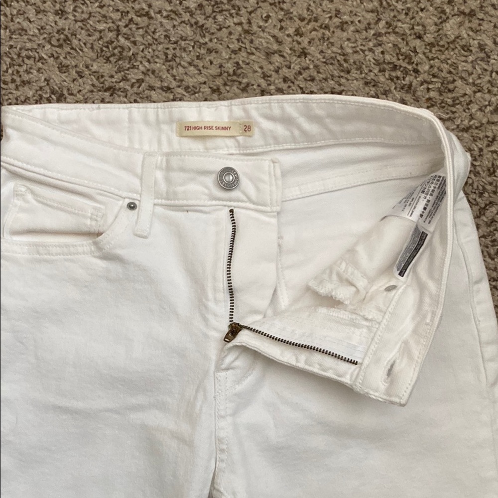 Levi's Women's 721 High Rise Distressed White Skinny Jeans - Picture 6 of 15